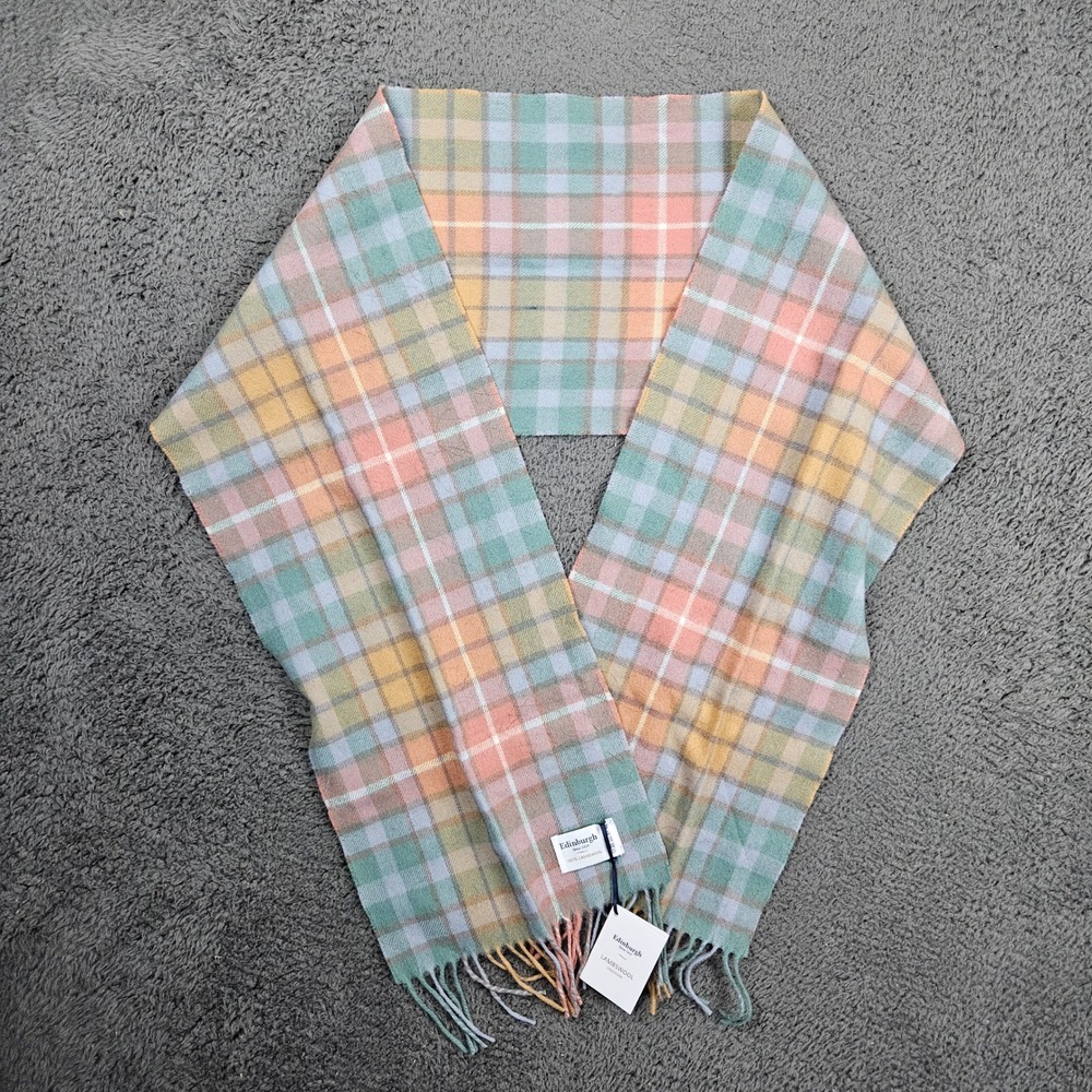 Edinburgh‎ Tartan Scarf 100% Lambswool Pastel Plaid NEW